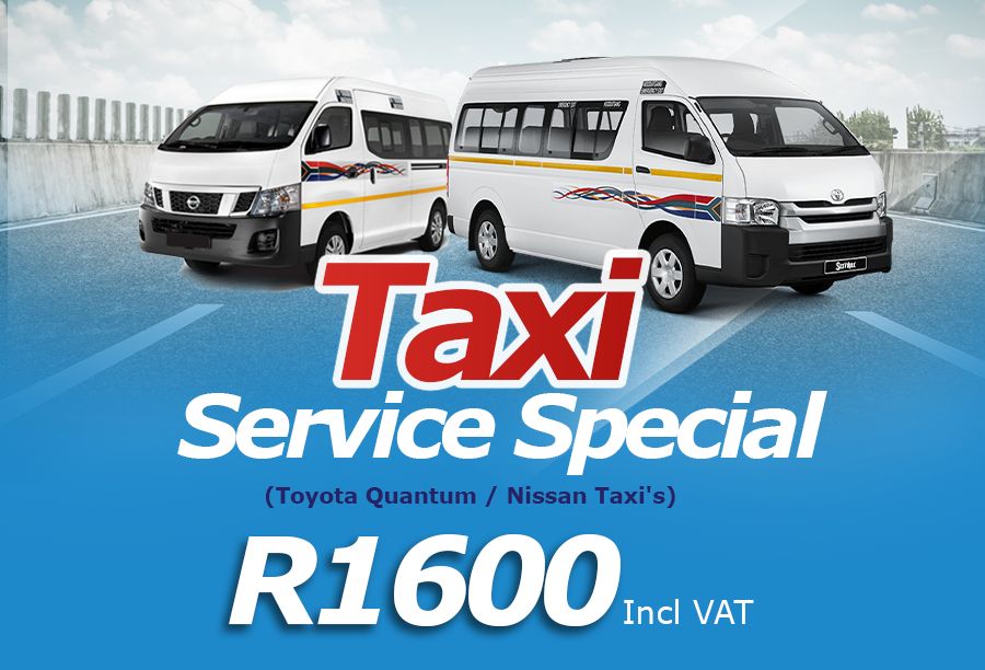 Taxi Special ( Toyota Quantum / Nissan Taxi's ) R1600 Including VAT.